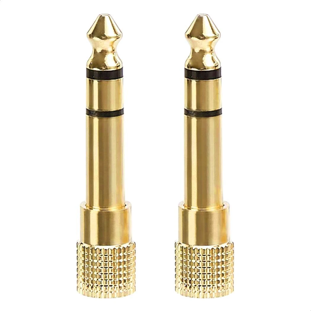 Amazon Basics Gold-Plated 6.35mm 1/4 Male to 3.5mm 1/8 Female Stereo Jack Adapter for Headphones, 2-Pack