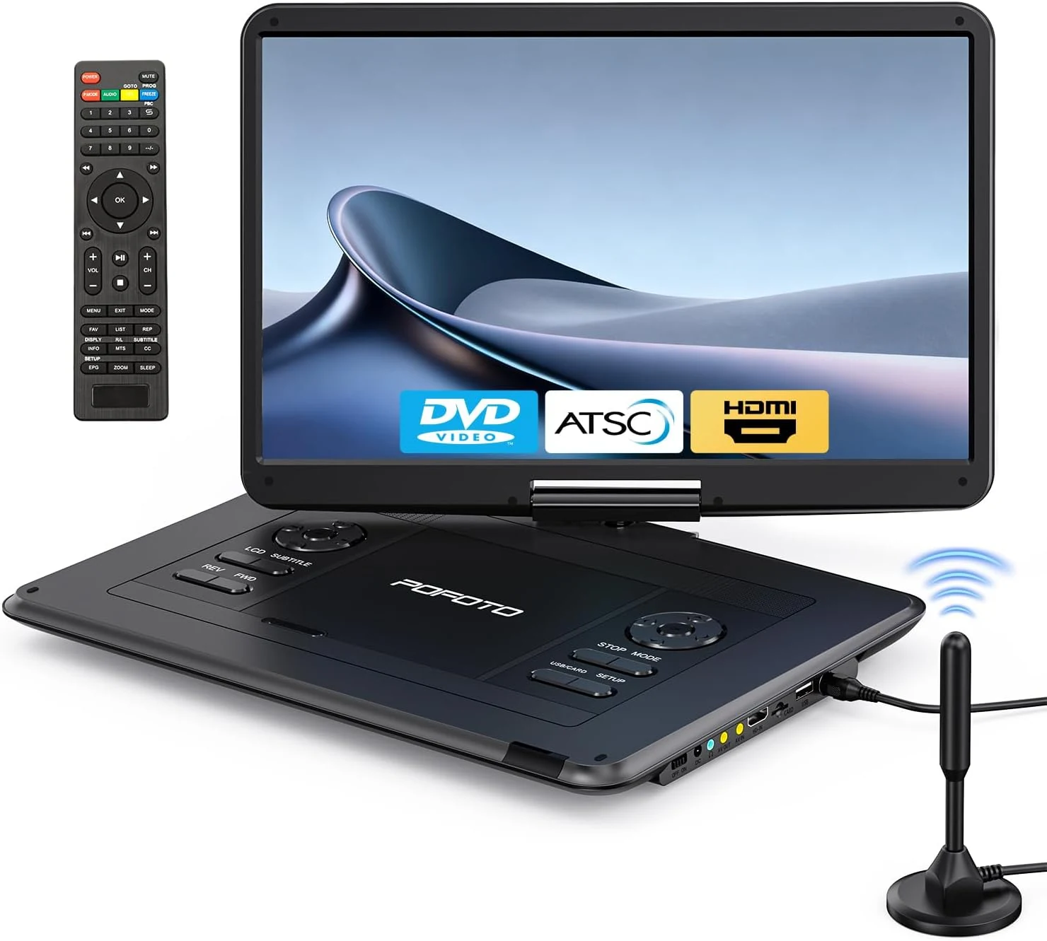 POFOTO 17.5" Portable TV/DVD Player with 15.6" HD Swivel Screen, review