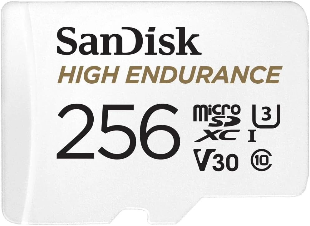 SANDISK 256GB High Endurance Video microSDXC Card with Adapter for dash cam and home monitoring systems