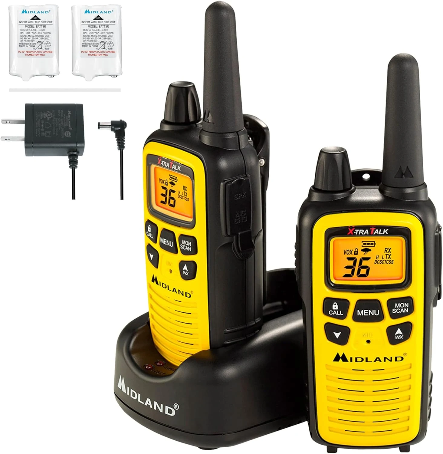 Midland LXT600VP3 Long Range Walkie Talkie (FRS) with NOAA Weather Scan + Alert, 2-Pack