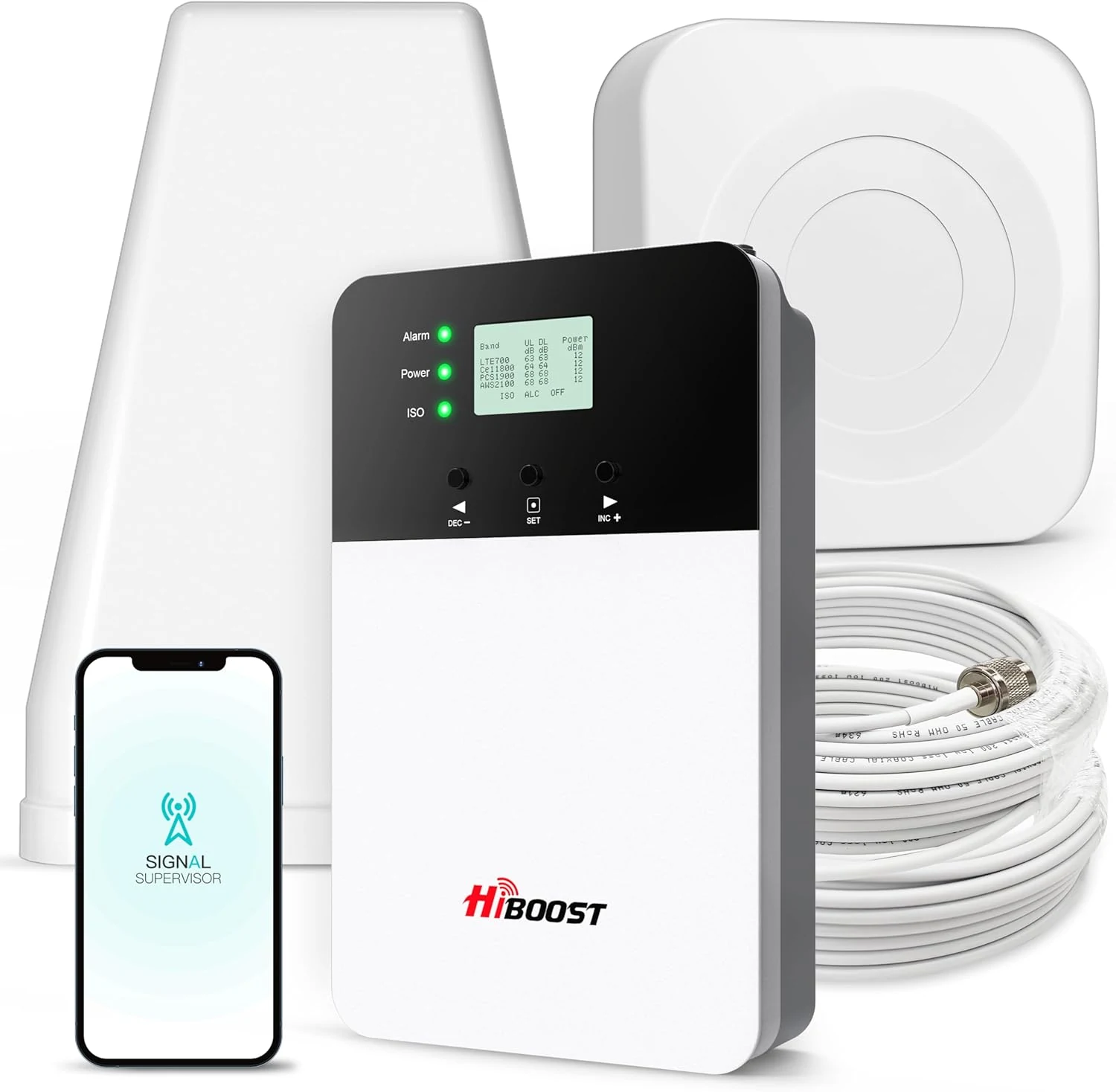 HiBoost Cell Phone Signal Booster for Home Office and Multi (Up to 8,000 Sq Ft, 2 Indoor Antennas)