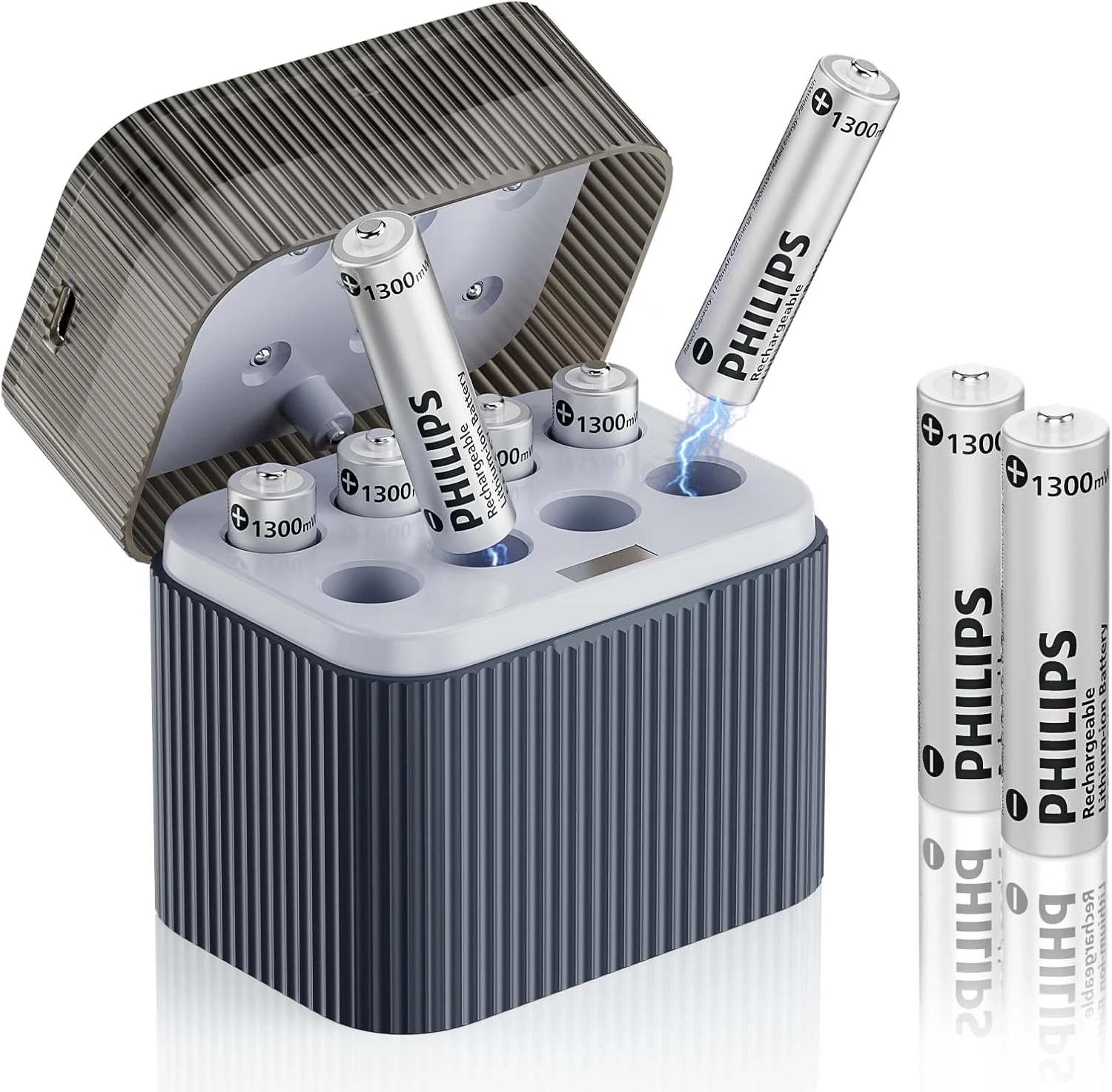 Philips AAA Lithium Rechargeable Batteries with Charger 8 Pack
