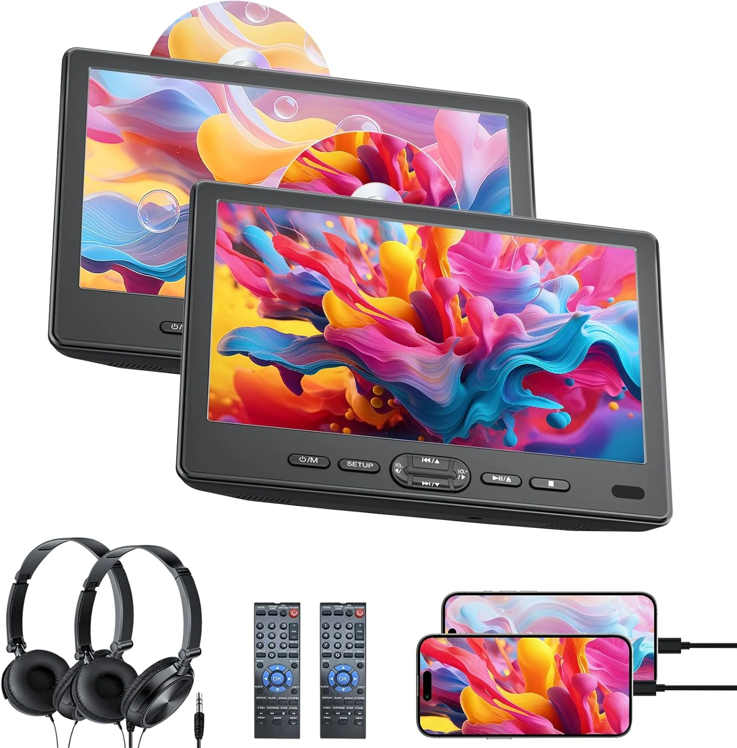 FELEMAN 10.6" Car DVD Player (Dual, HDMI, Auto-Load)