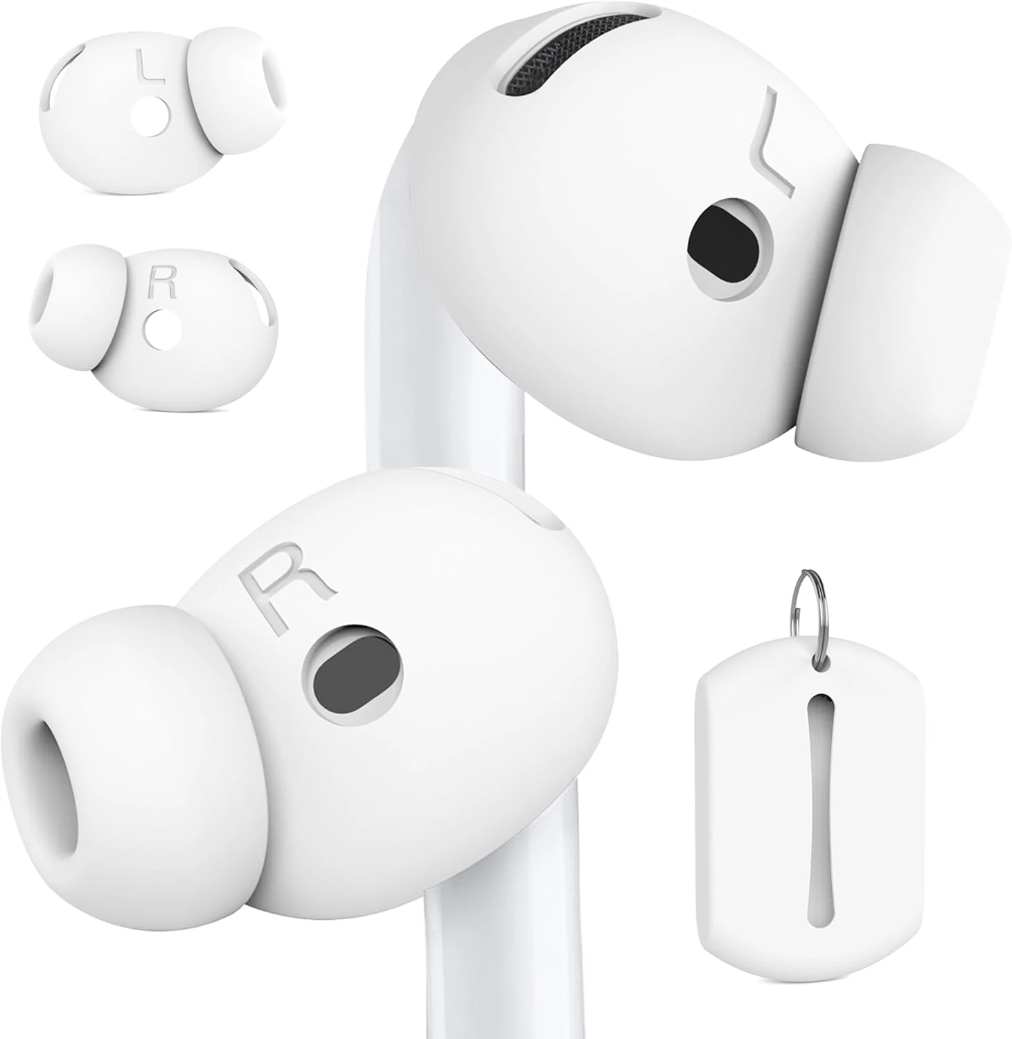 2 Pairs Ear Tips for AirPods 4 Grip Silicone Earbuds Cover (White)