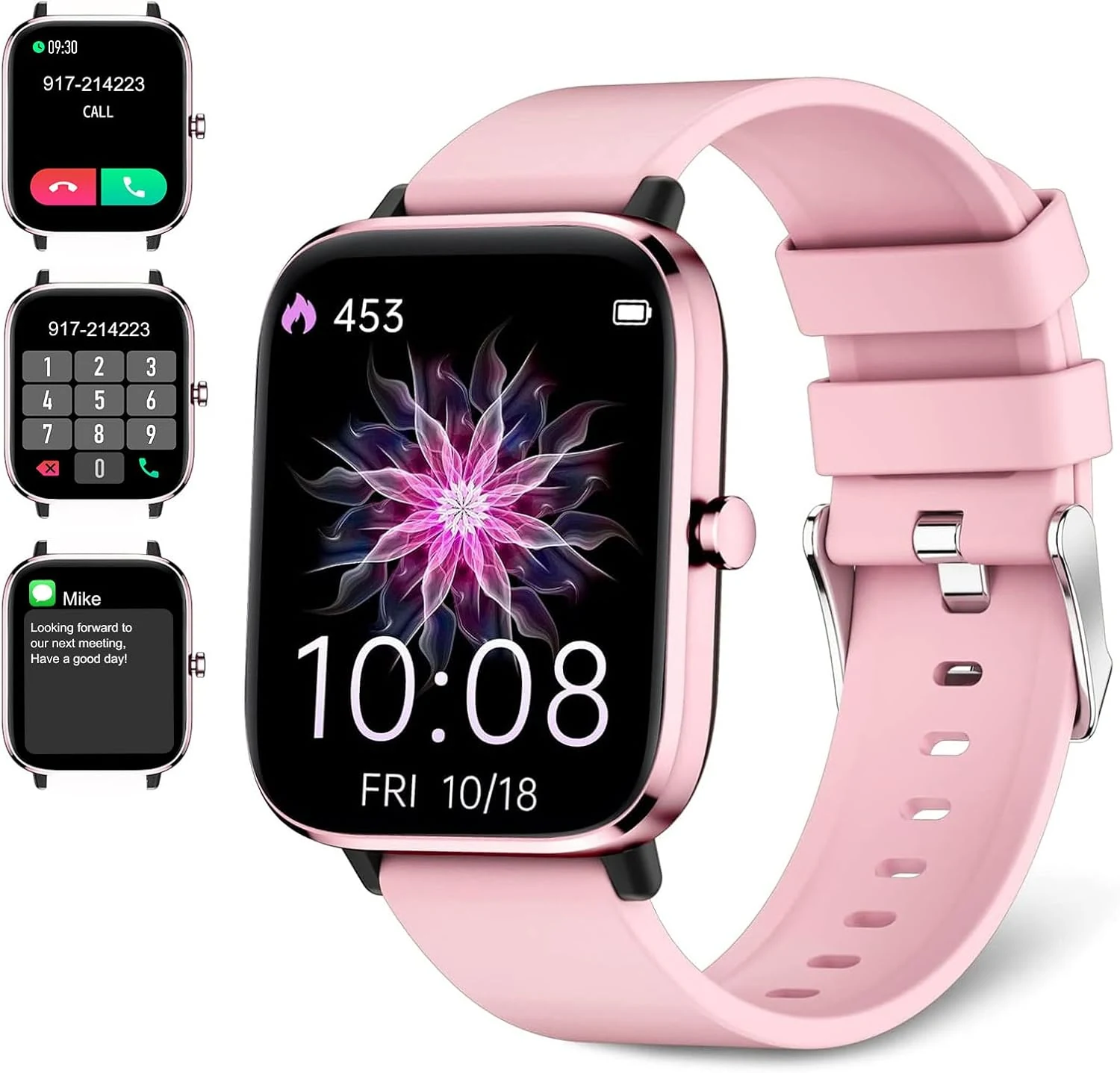 Choiknbo Smartwatch for Women - Call, Fitness Tracker, Heart Rate & Sleep Monitor, 1.69" Touch Screen, Waterproof - For Android & iPhone, Pink