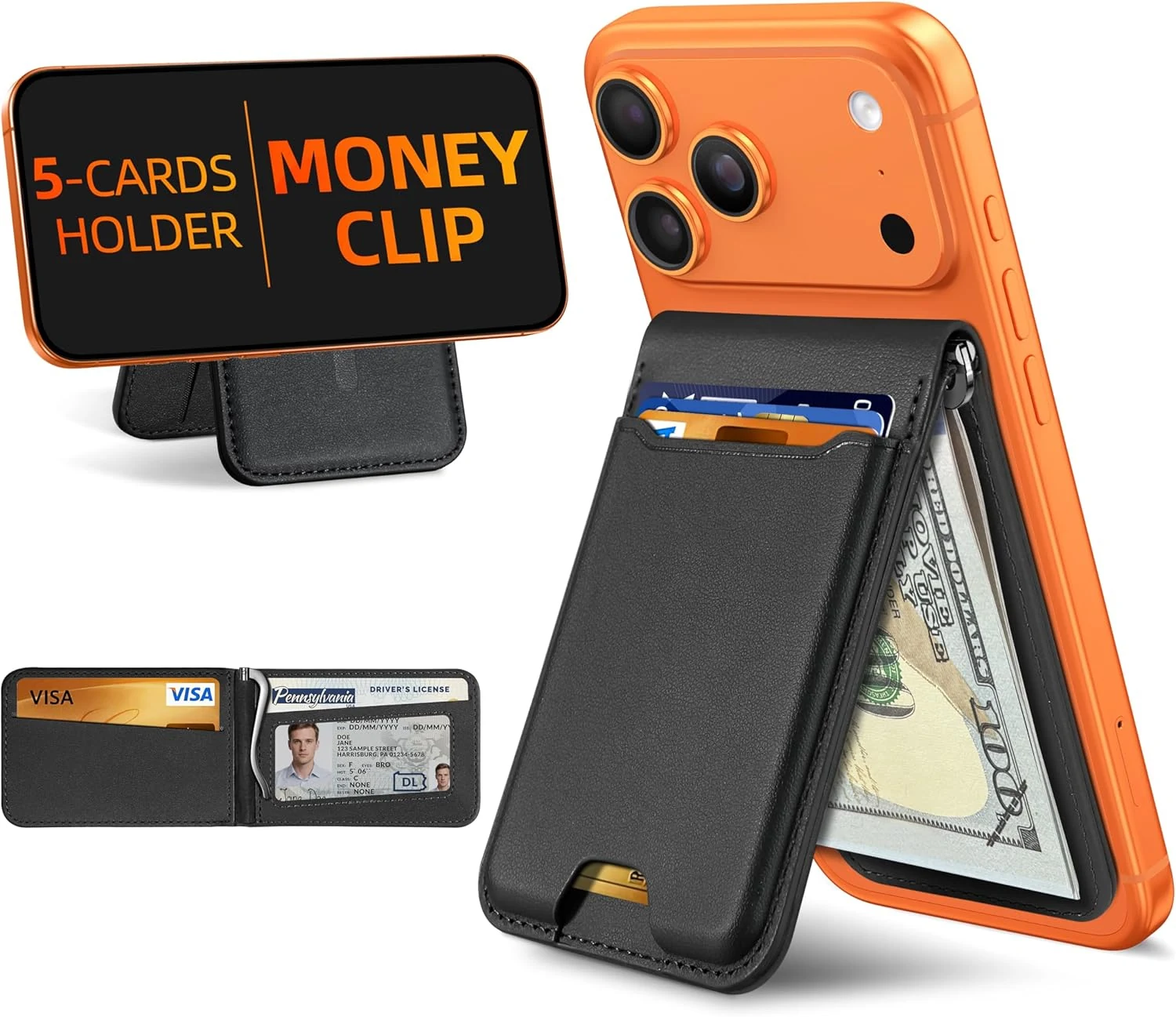 ExtreLife For Magsafe Wallet with Money Clip, Strongest Magnetic Wallet for iPhone 17/16/15/14/13/12 Series