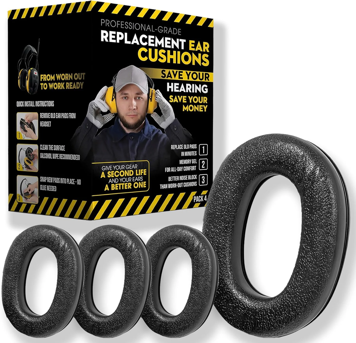 for 3M WorkTunes Replacement Ear Pads Headphones Connect Hearing Protection (Pack of 4)