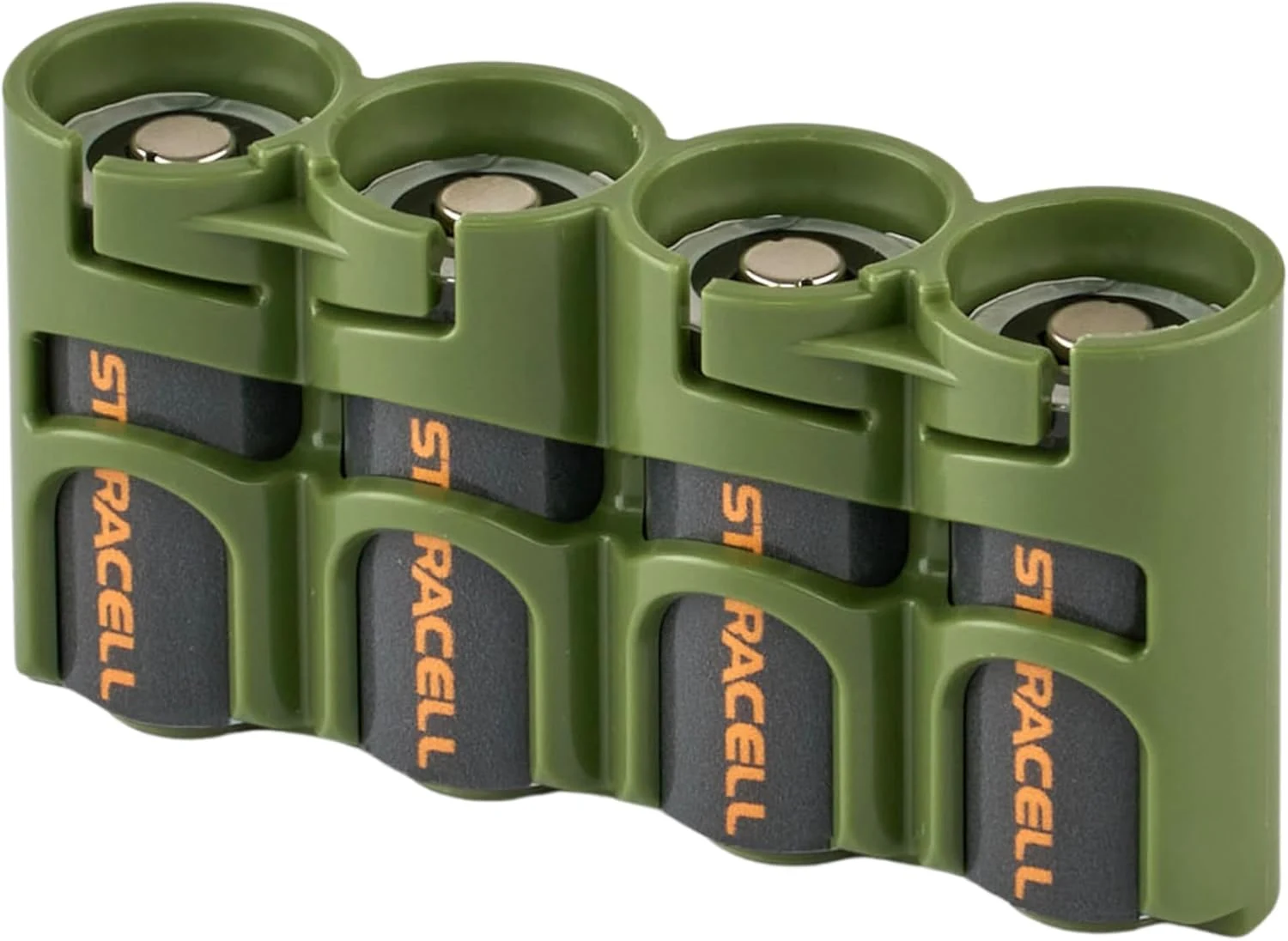 Storacell Slimline CR123 Battery Storage Caddy, Military Green, Holds 4