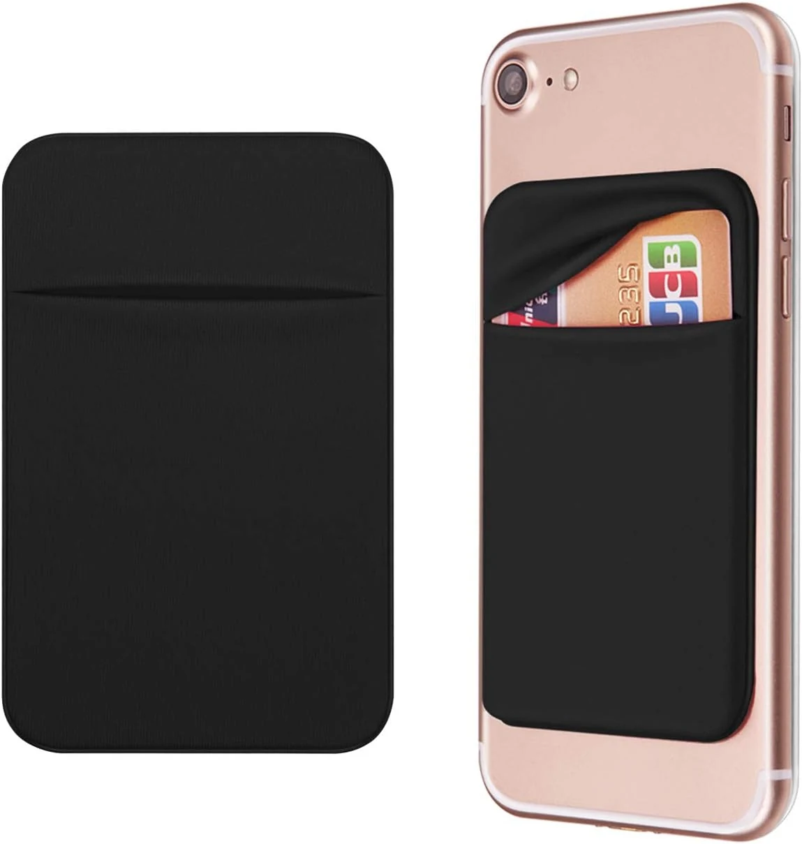 OBVIS Cell Phone Pocket Self Adhesive Card Holder Stick On (2 Pack, Black)