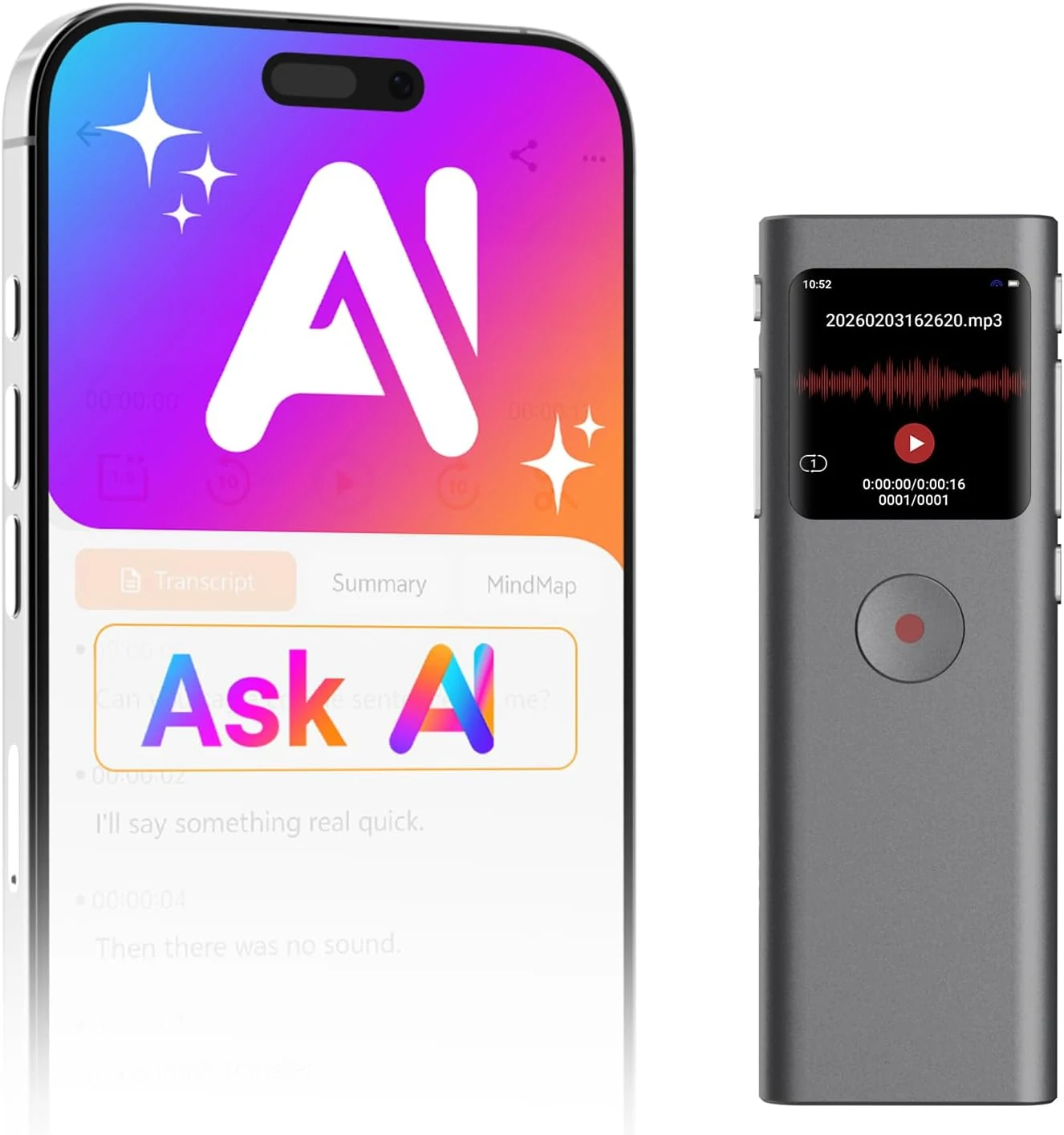Yorlu AI Digital Voice Recorder with Transcribe & Summarize (AI Note Taker)
