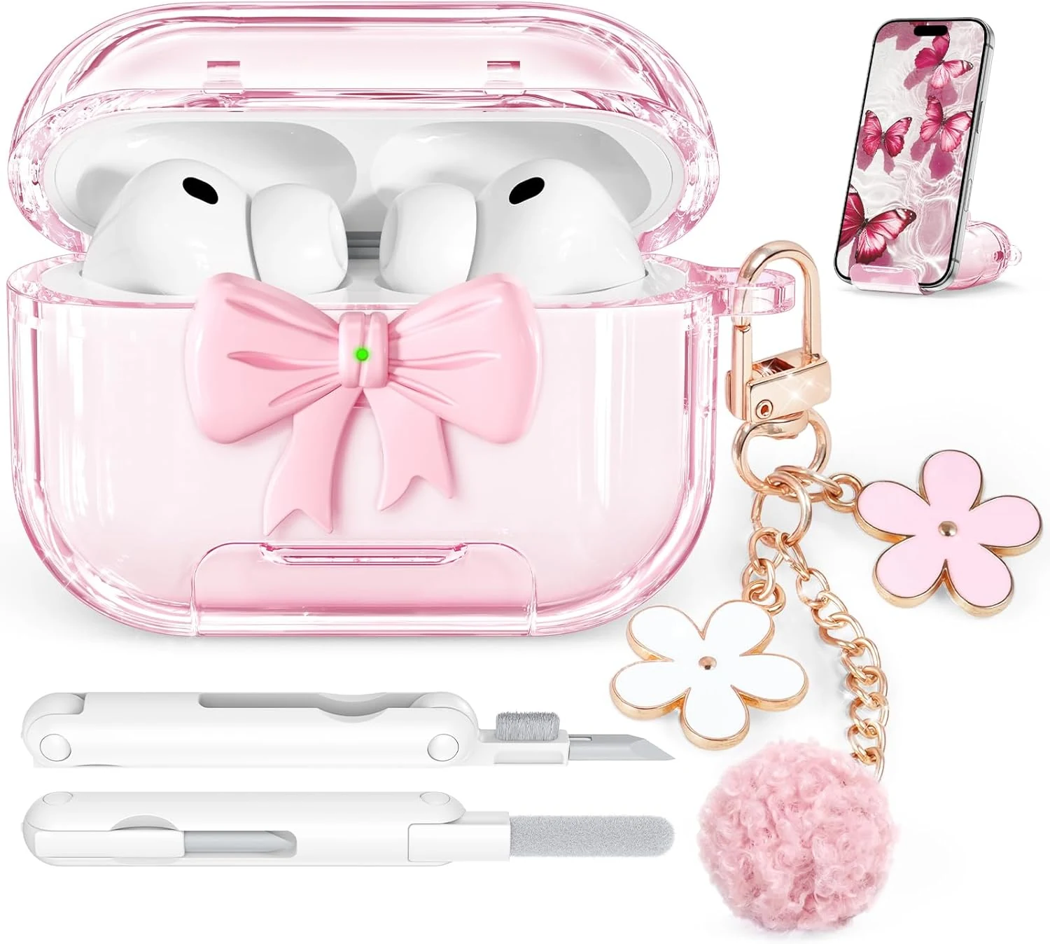 for AirPods Pro 3 Case 2025, with Safety Lock & Phone Stand