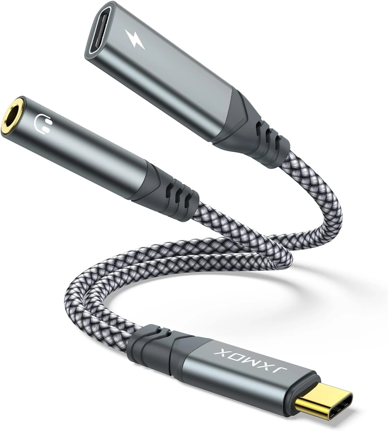 USB C to 3.5mm Headphone and Charger Adapter, 2-in-1 USB Type C to Aux Jack Dongle Cable with PD 60W Fast Charging