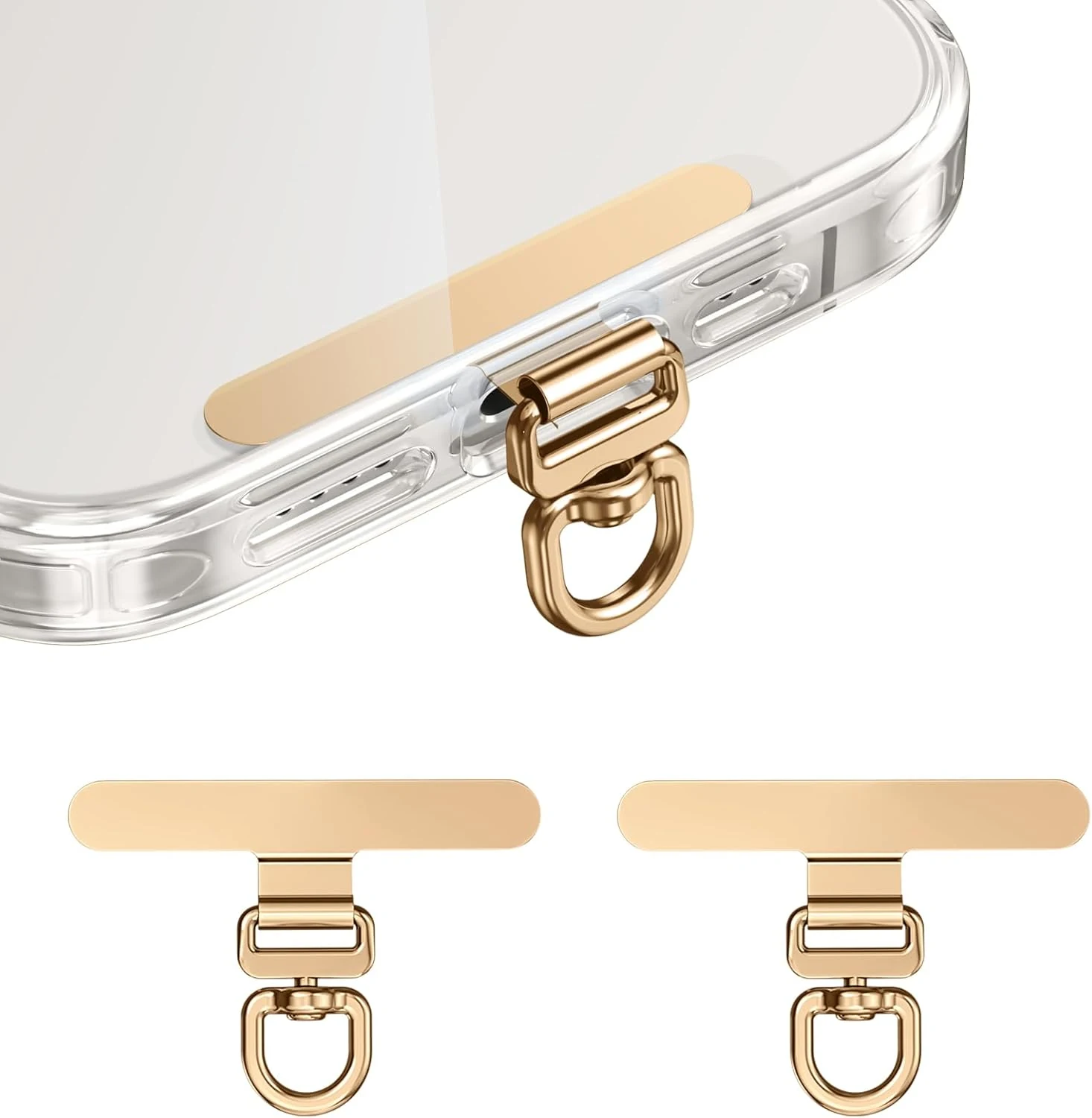saxsion Phone Tether Tab & Lanyard Tab, 360° Swivel Clip - Ultra Thin Stainless Steel Universal Patch for All Phone Cases