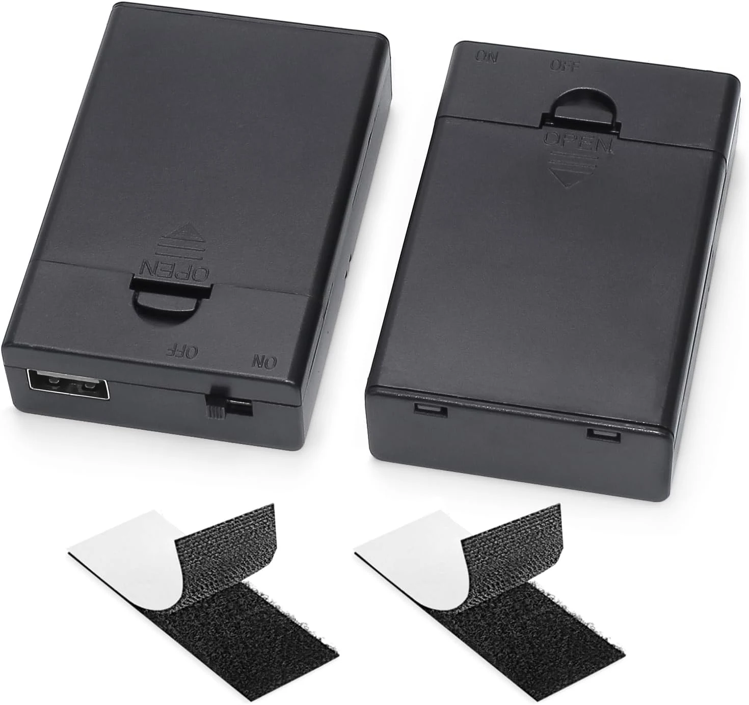 3 AA Battery Holder, 4.5-5V USB Battery Pack for Lights, AA Battery Case Box Holder with On/Off Switch - 2 Pack (Black)