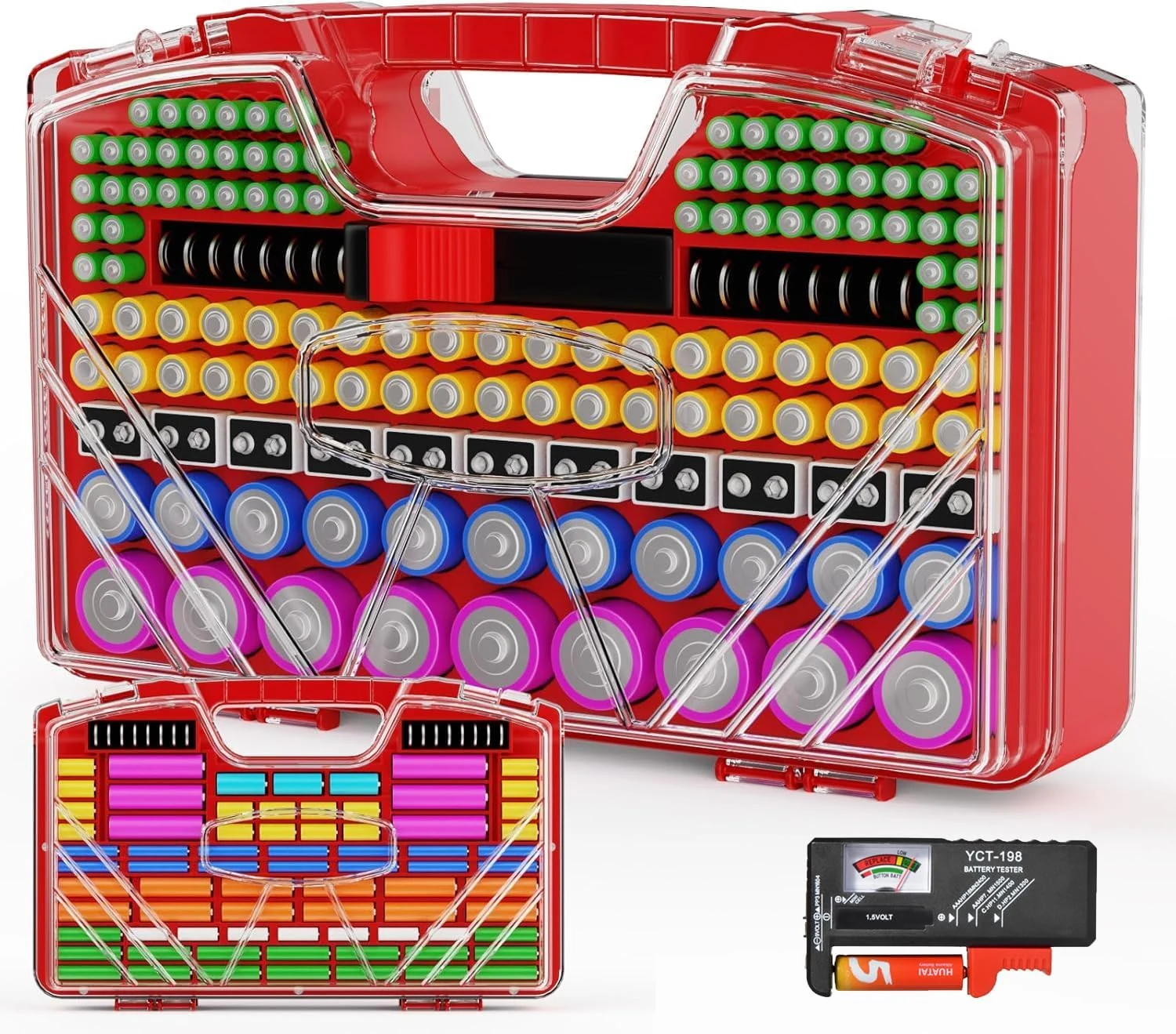 YCTYIYAO Battery Organizer Storage Holder Box Case with Tester (285+ Batteries)