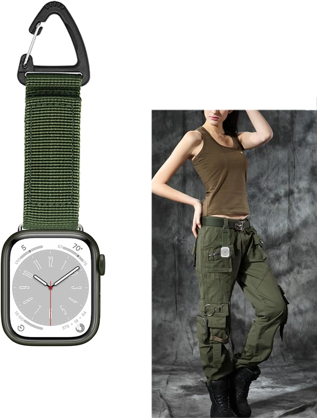 Tactical Duty Belt Keychain Compatible with Apple Watch 38mm 40mm 41mm 42mm 44mm 45mm 46mm 49mm