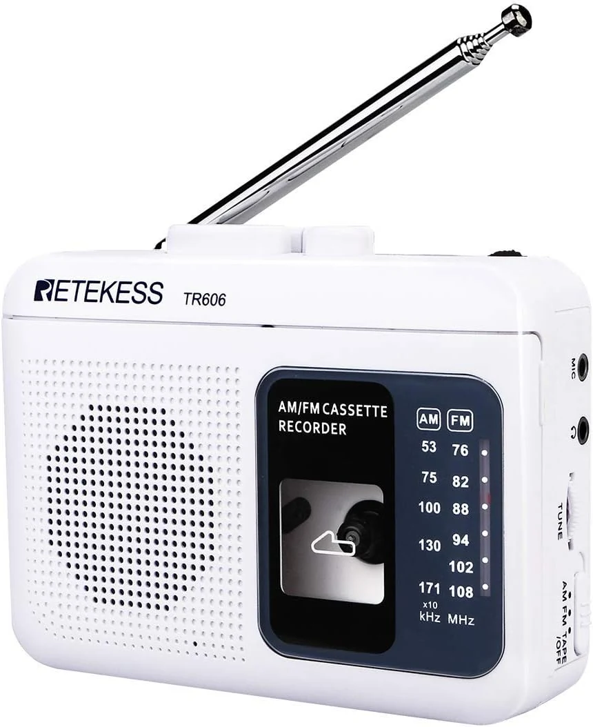 Retekess TR606 Cassette Tape Player, Cassette Player Recorder, Built-in Speaker, AUX/Microphone Jack, AM FM Radio
