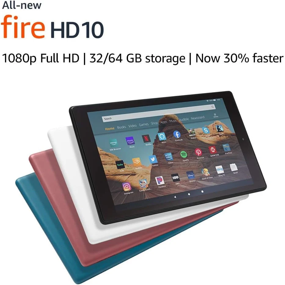 Certified Refurbished Fire HD 10 Tablet (10.1" 1080p full HD display, 32 GB) – Twilight Blue (2019 Release)