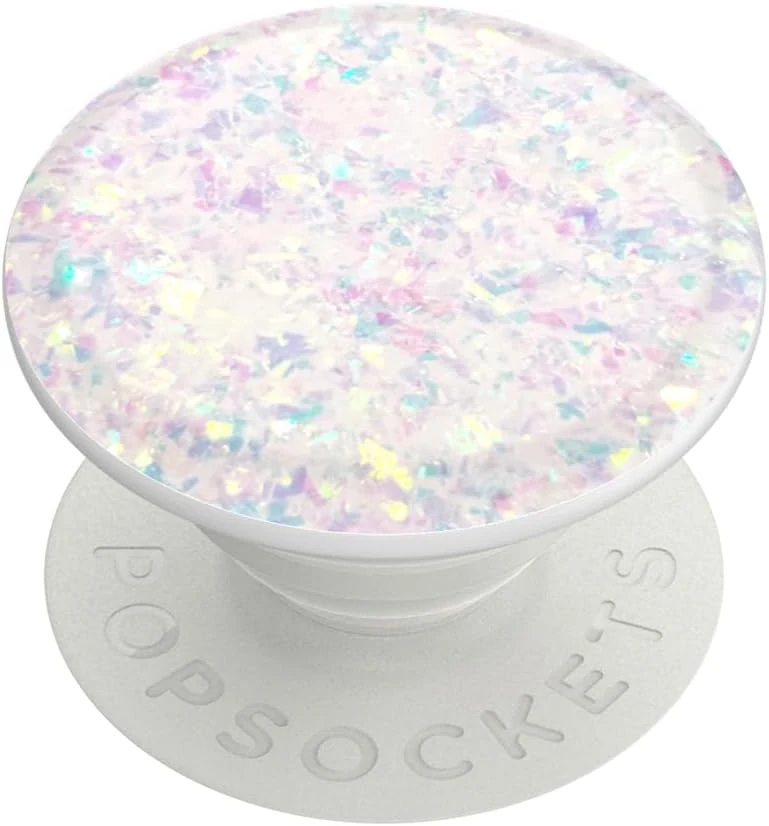 PopSockets Adhesive Phone Grip, Holder, Phone Stand, Glitter - Iridescent Confetti White