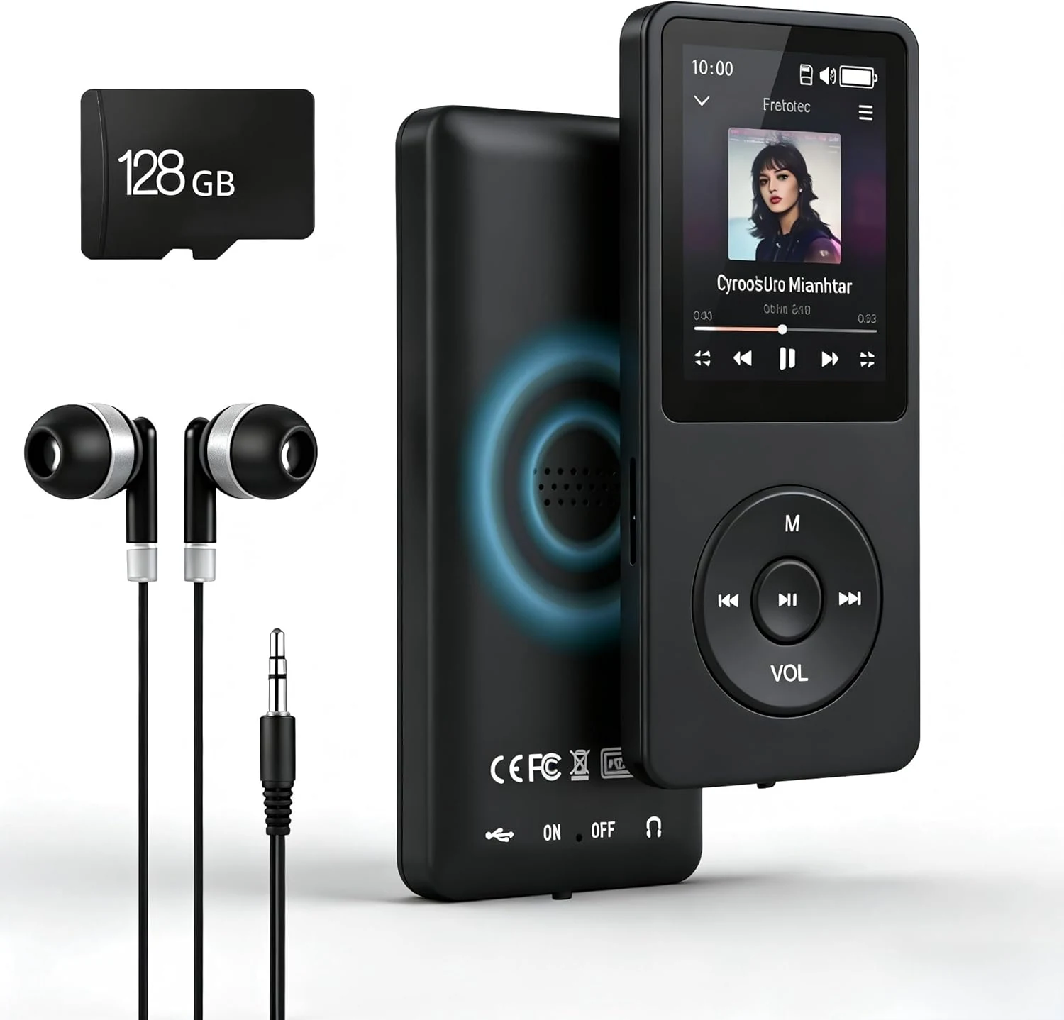 YouthCity 128GB MP3 Player with Bluetooth 5.2 Earphones Included