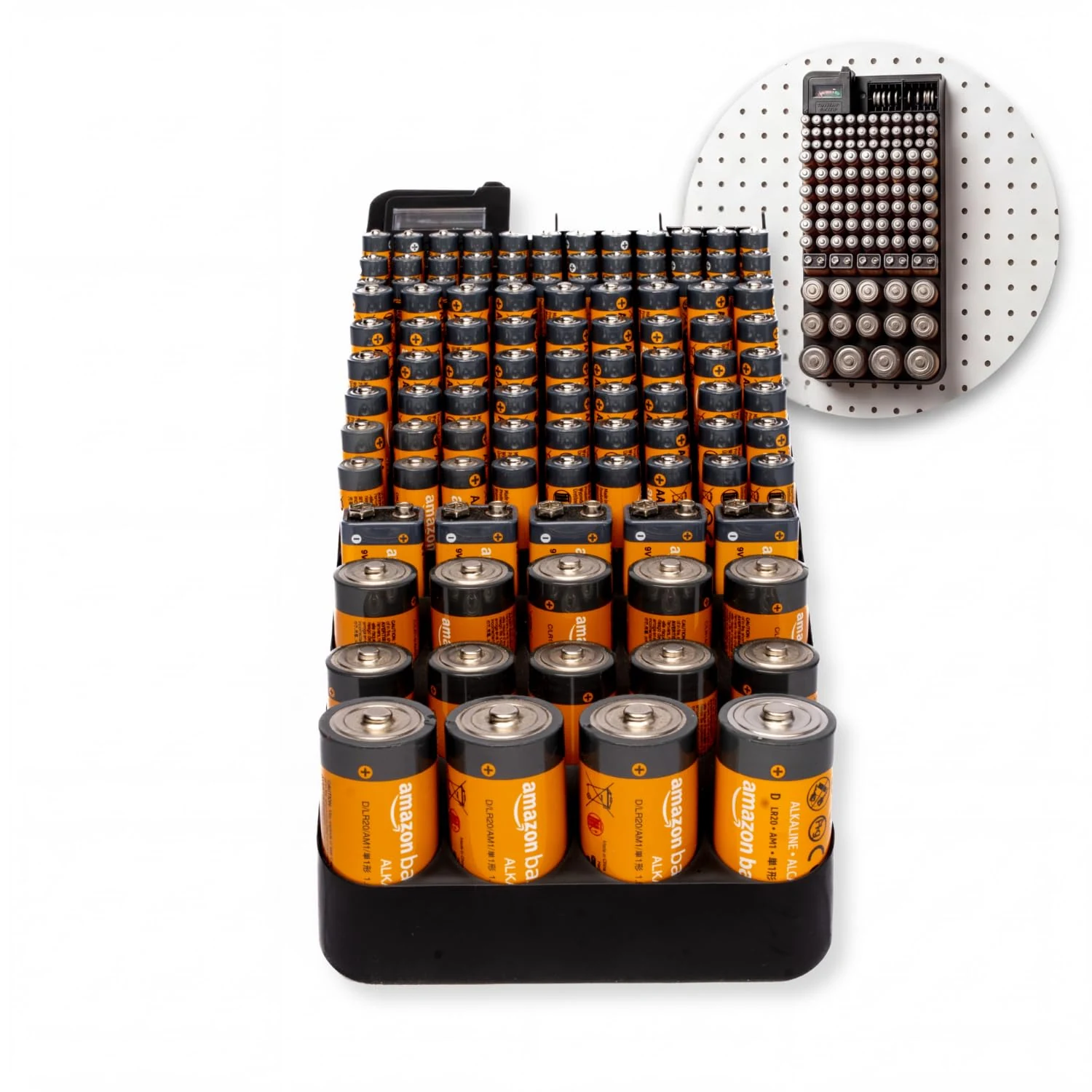 Bee Neat Hanging Battery Organizer with Tester