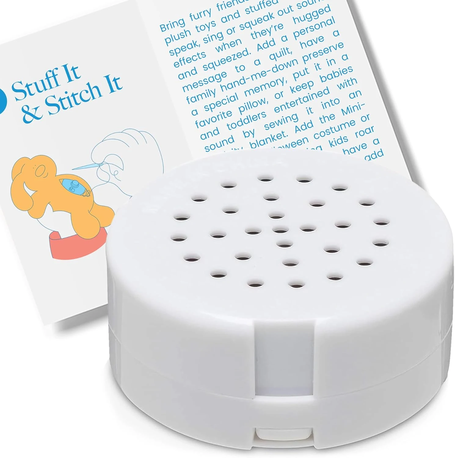 VOICEGIFT Mini-Me, 60-Second Multi-Message Audio Recorder for Plush Toys, Quilts, Pillow, Crafts