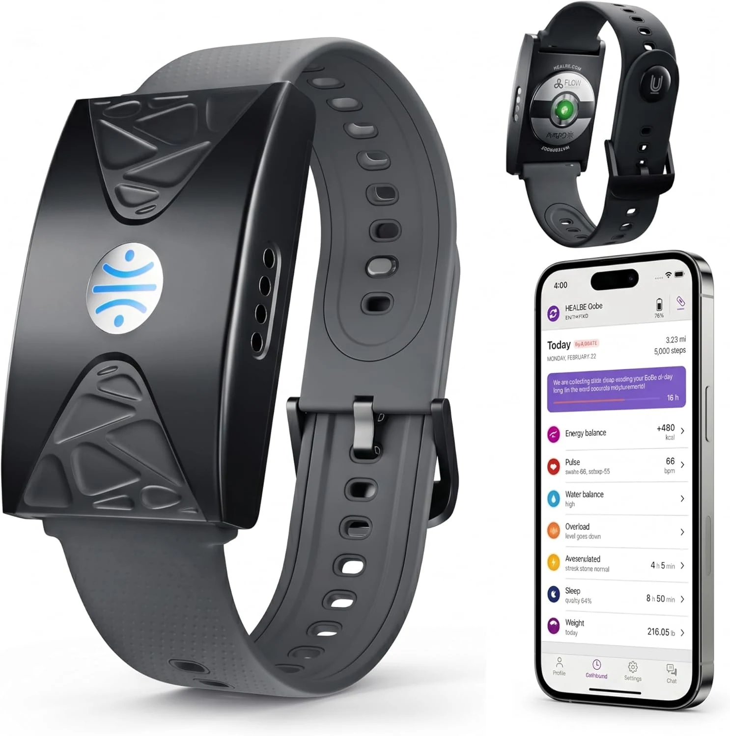 HEALBE Calorie Tracker, Automatic Calorie Intake Smart Band with App (GoBe U)