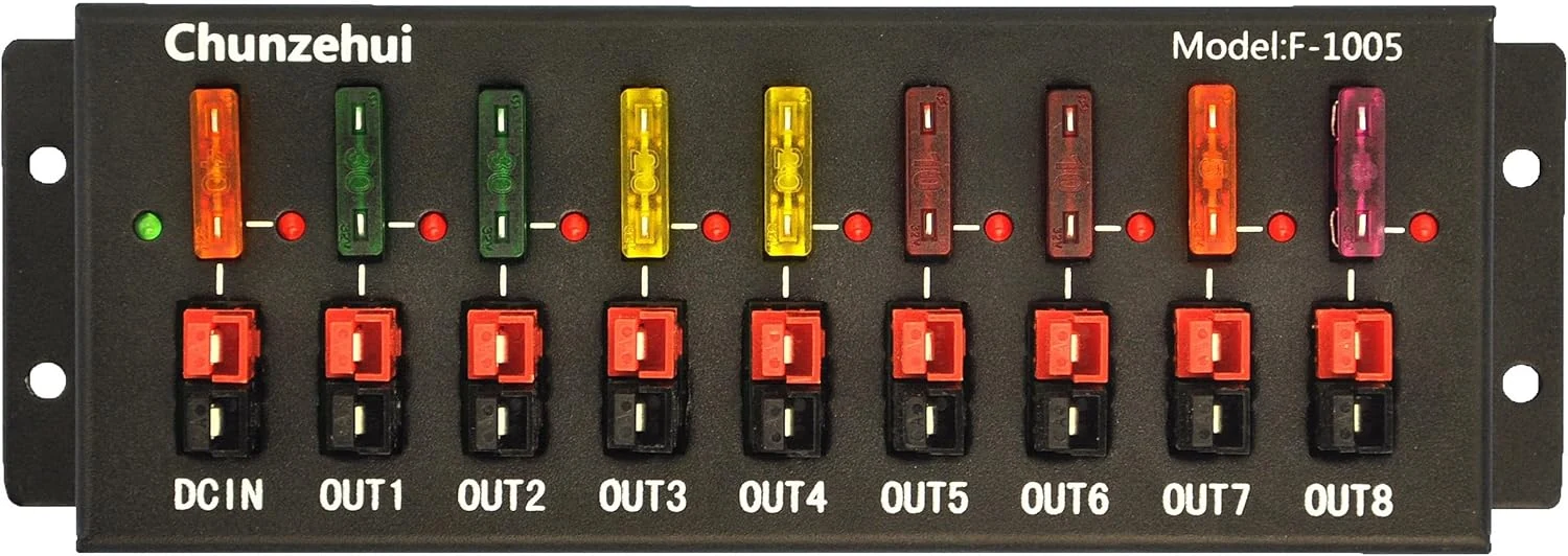 F-1005 9 Port 40A Connector Power Splitter Distributor Source Strip, 1 Input and 8 Output