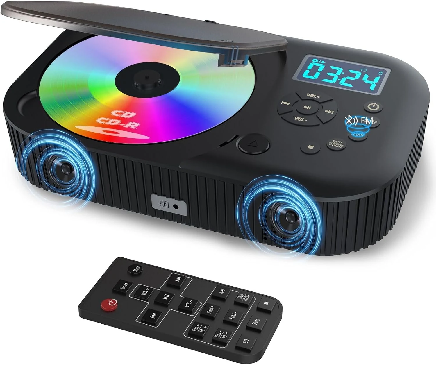 MONODEAL CD Player Portable (CD318) with Bluetooth, Dual Speakers, USB/AUX, 4000mAh