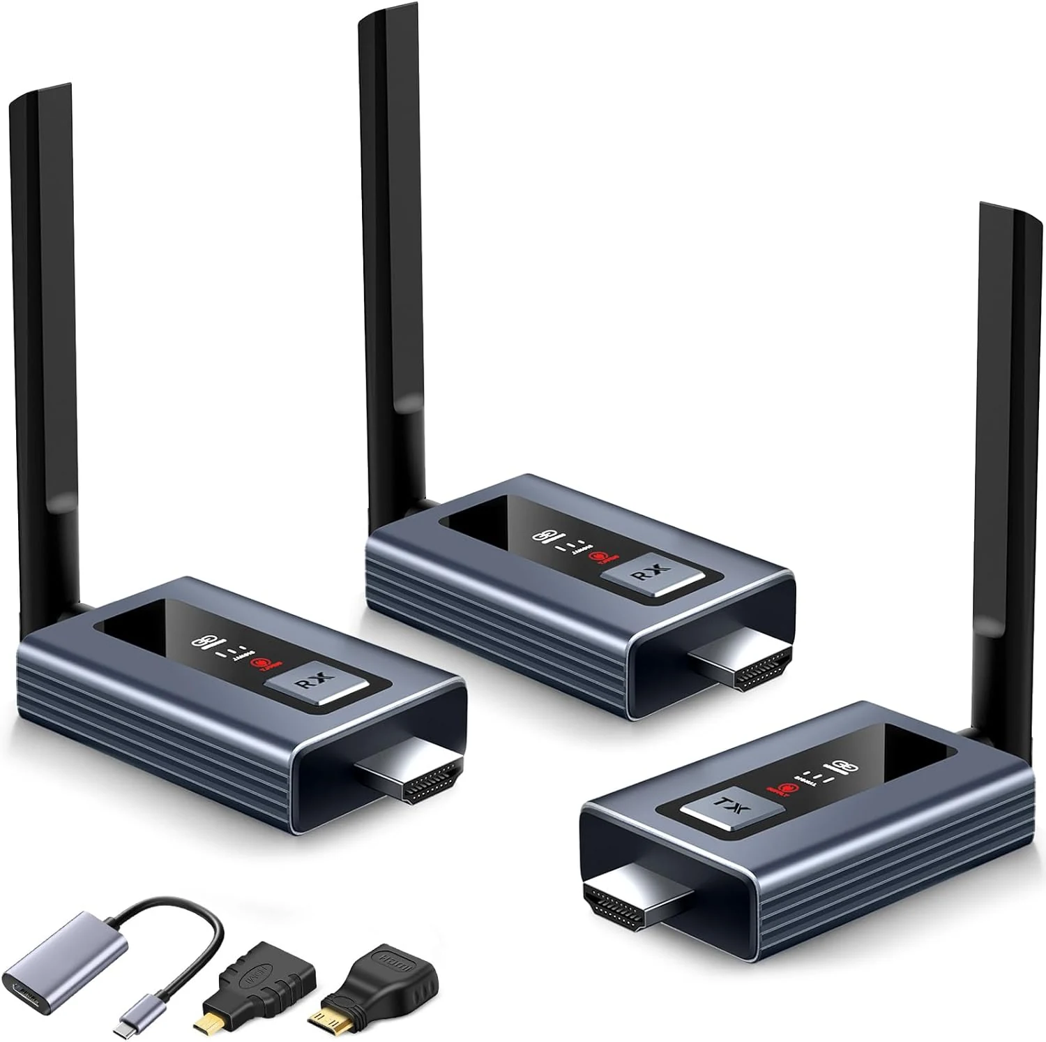 Lielyhod Upgraded Wireless HDMI Transmitter and 2 Receivers with LED Screen (up to 6 RXs)
