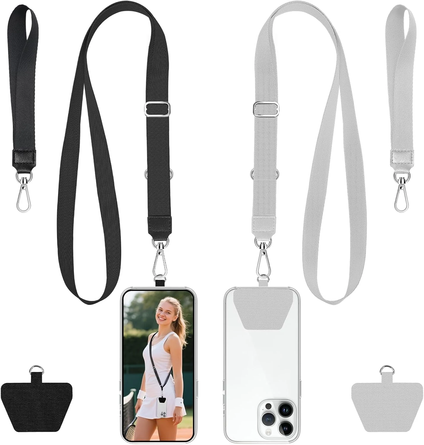 takyu Phone Lanyard, 2 Pack Crossbody Anti-Drop Neck and Wrist Strap with 2 Pcs Tether Patches