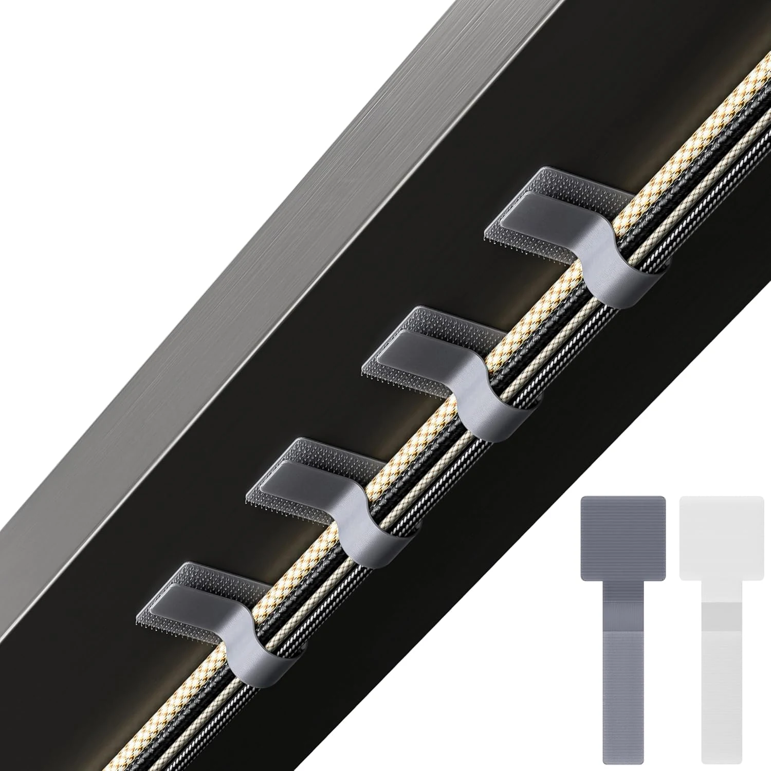 LX IntMfr. Hook and Loop Cable Ties (Self-Adhesive Cord Organizer), 40 Pack