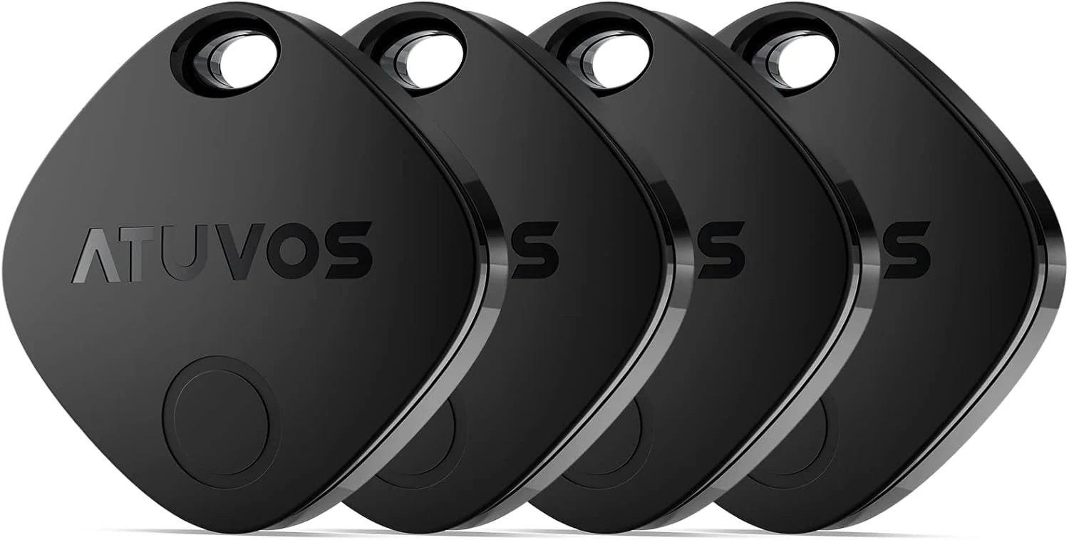 ATUVOS Air Tracker Tags-4 Pack, Bluetooth Luggage Tracker Works with Apple Find My App (iOS Only, Not for Android)