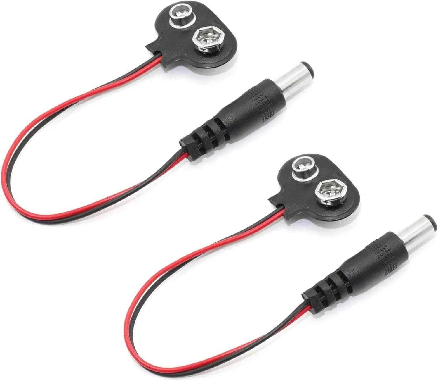 California JOS 2 Pack 9V Battery Clip 9 V Battery Connector with 2.1mm x 5.5mm Male DC Plug