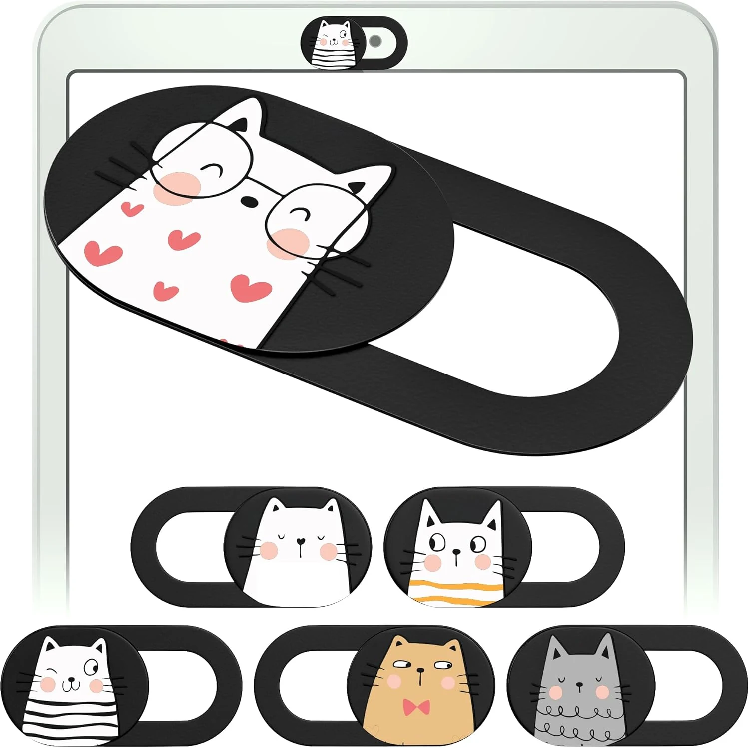 MESMOS 6pk Laptop Camera Cover Slide with Cute Cats, Cell
