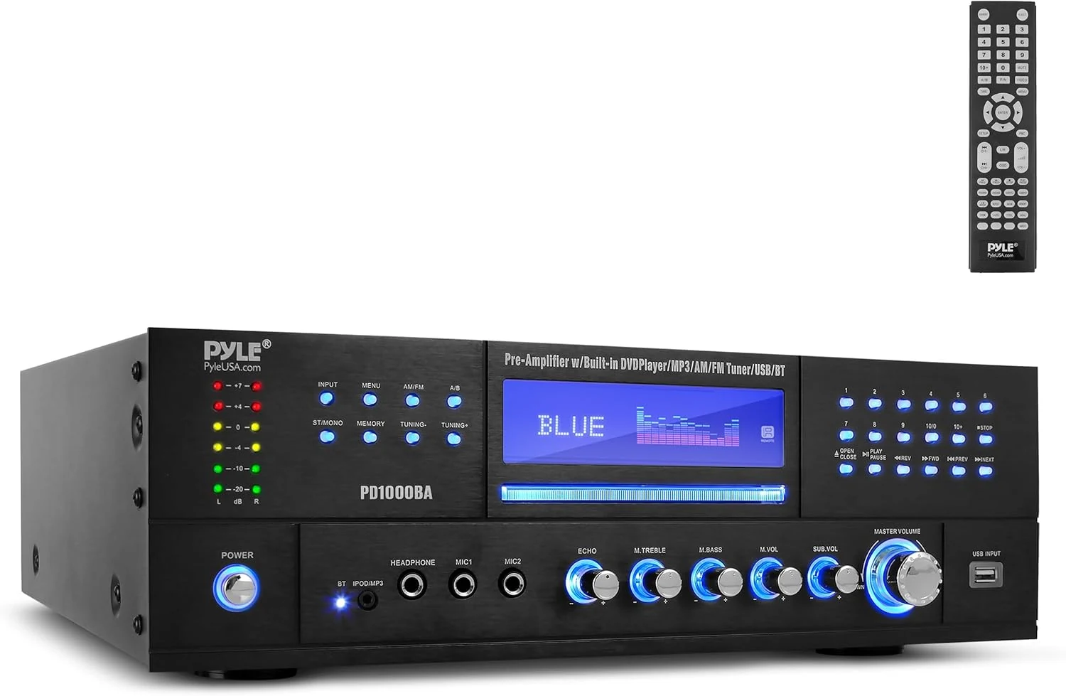 Pyle 4-Channel 1000W Power Amplifier with Bluetooth (PD1000BA)