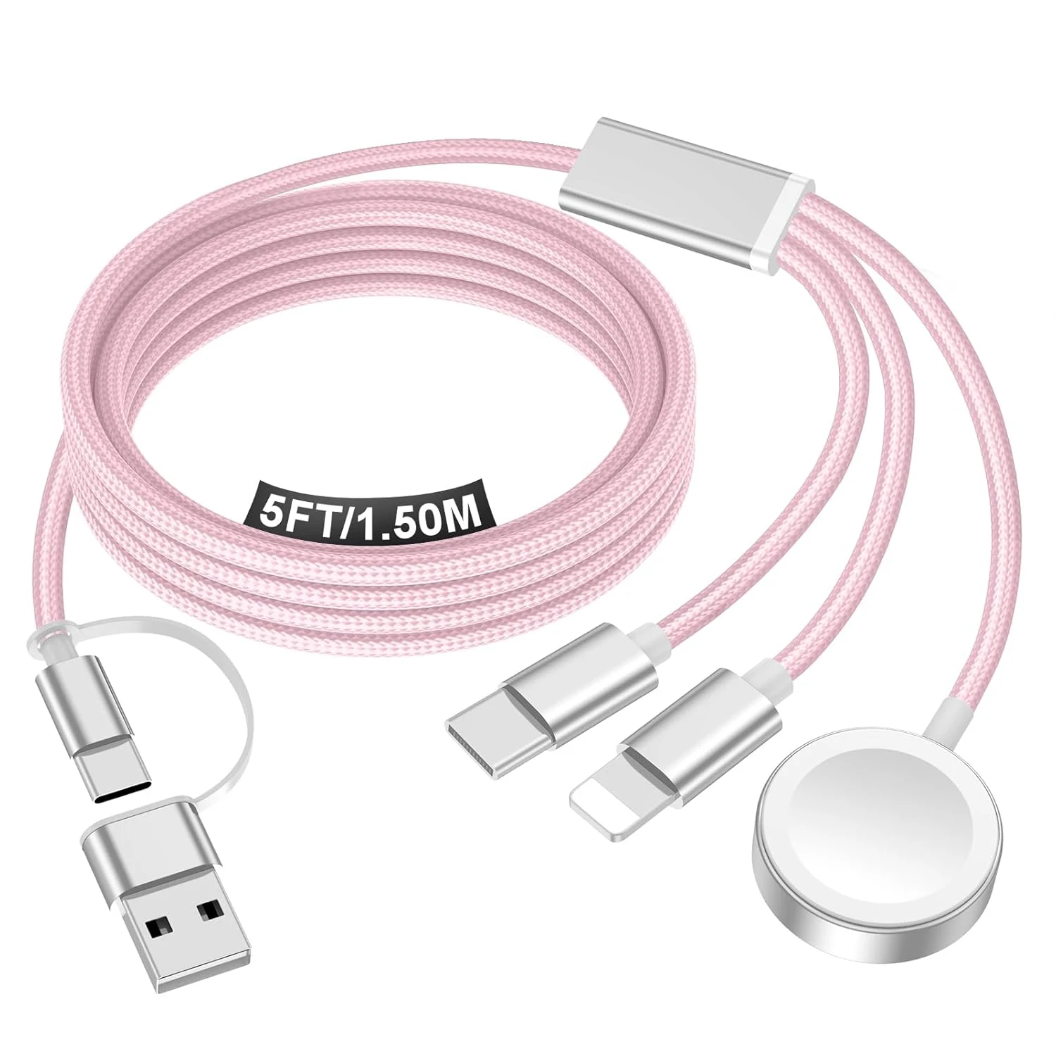 Travel Essentials for Apple Watch Charger,iPhone Charger,3 in 2 Type C/Lightning/Magnetic Travel Charging Cable