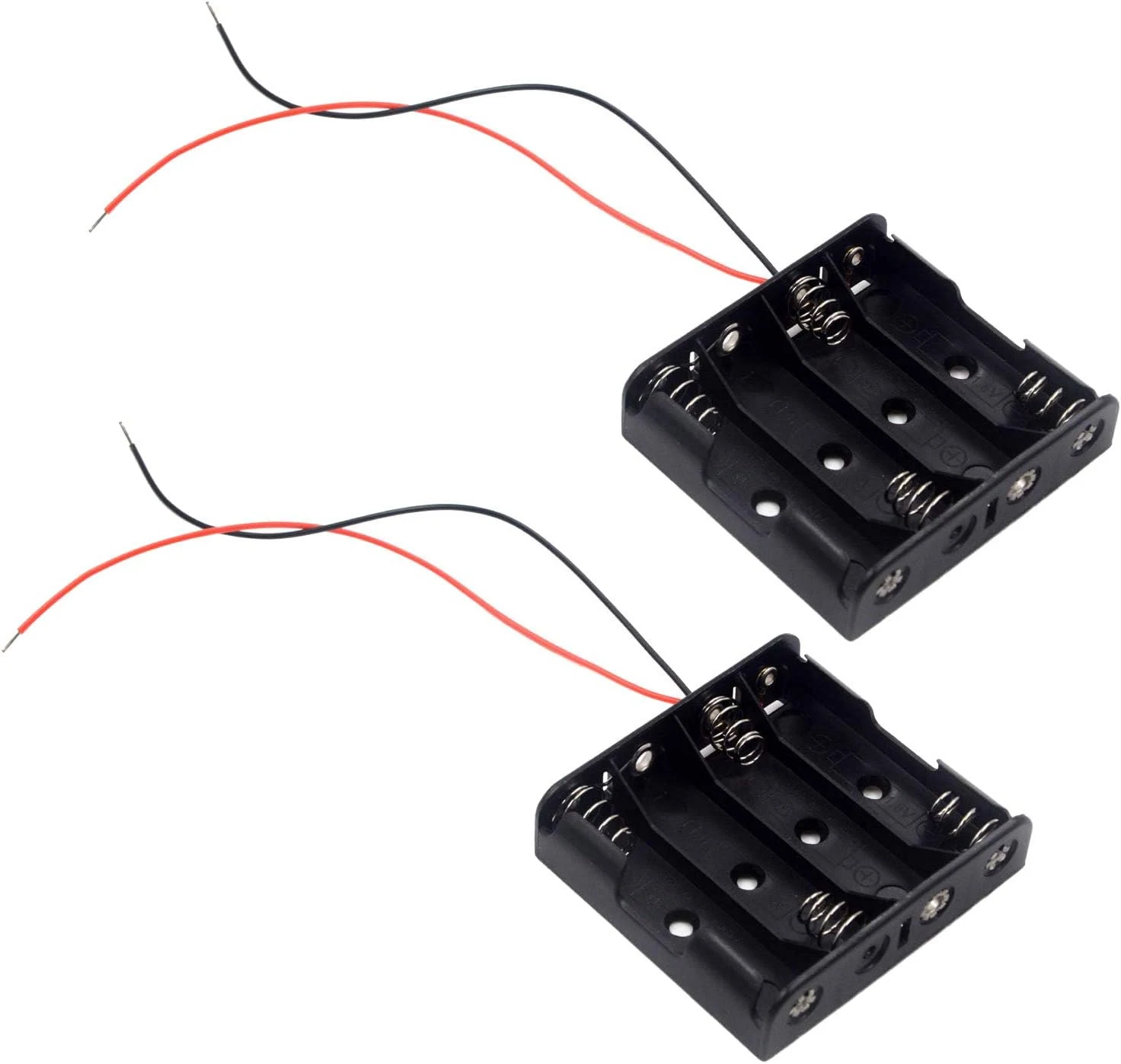 (Pack of 2 4 AA Battery Holder with Leads, 4 AA Battery Holder with Wires