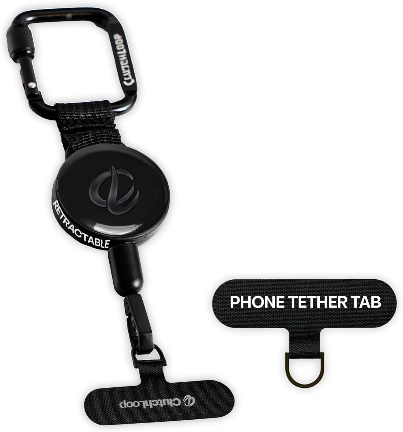 ClutchLoop Anti-Theft Phone Tether - Universal Adhesive Anchor, Retractable Steel Line and Locking Carabiner