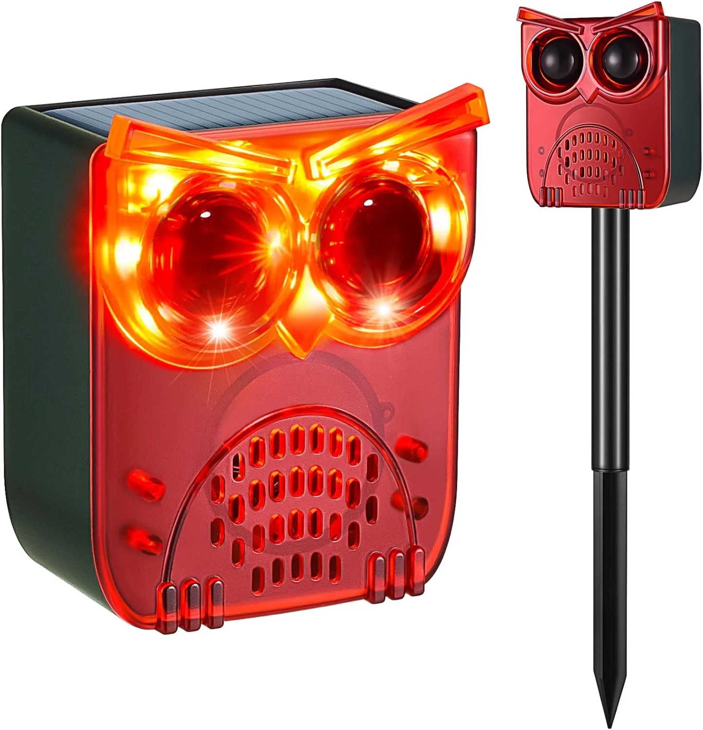Solar Outdoor Motion Sensor Alarm, 129dB Dog Barking & Gunshot Sound