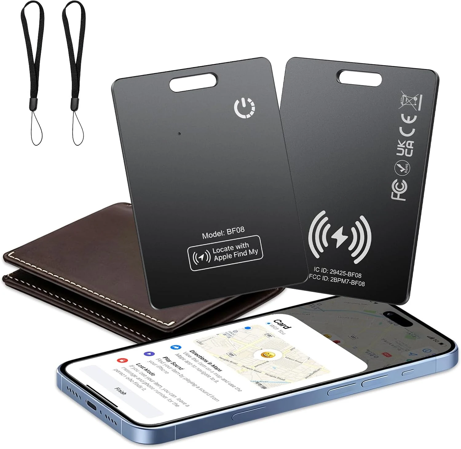 CASCHO 2 Pack Wallet Tracker Card (Apple MFi Certified) Air Tracker Tag for iOS