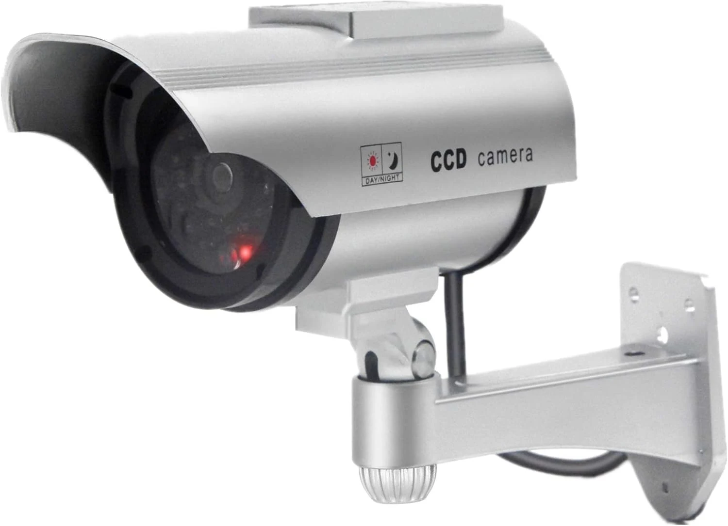 F FINDERS&CO Solar Powered Fake Security Camera, Bullet Dummy Surveillance System with Realistic Red Flashing Lights and Warning Sticker