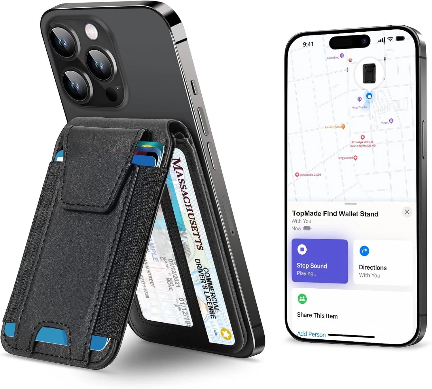 TopMade for Magsafe Wallet, Works with Apple Find My, Strongest Magnetic Wallet for iPhone 17/16/15/14/13/12 Series