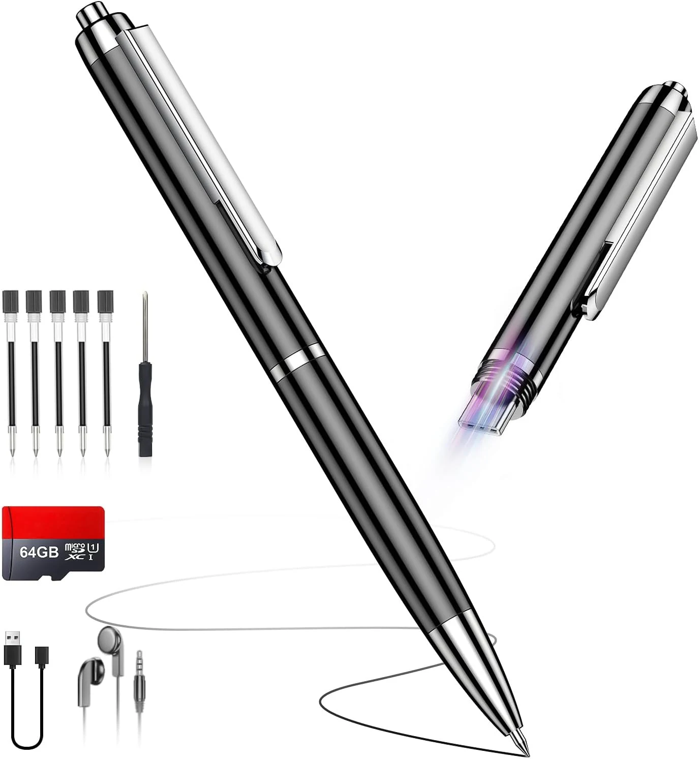 Yegolito 64GB Voice Recorder w/Type-C, Voice Activated Recorder with AI-Intelligent Noise Reduction