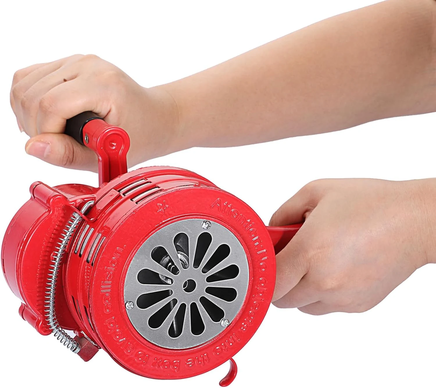 Sumnacon Hand Crank Siren Manual Operated Air Raid Siren with Foldable Handle for Sporting Events, Emergency Sturdy Waterproof Aluminum Alloy Tornado Sirens Portable Loud Volume Emergency Sirens, Red
