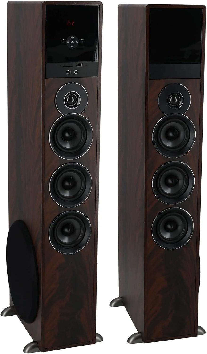 Rockville TM150D Powered Home Theater Tower Speaker System, Dark Wood, 1000W, 10" Subwoofers