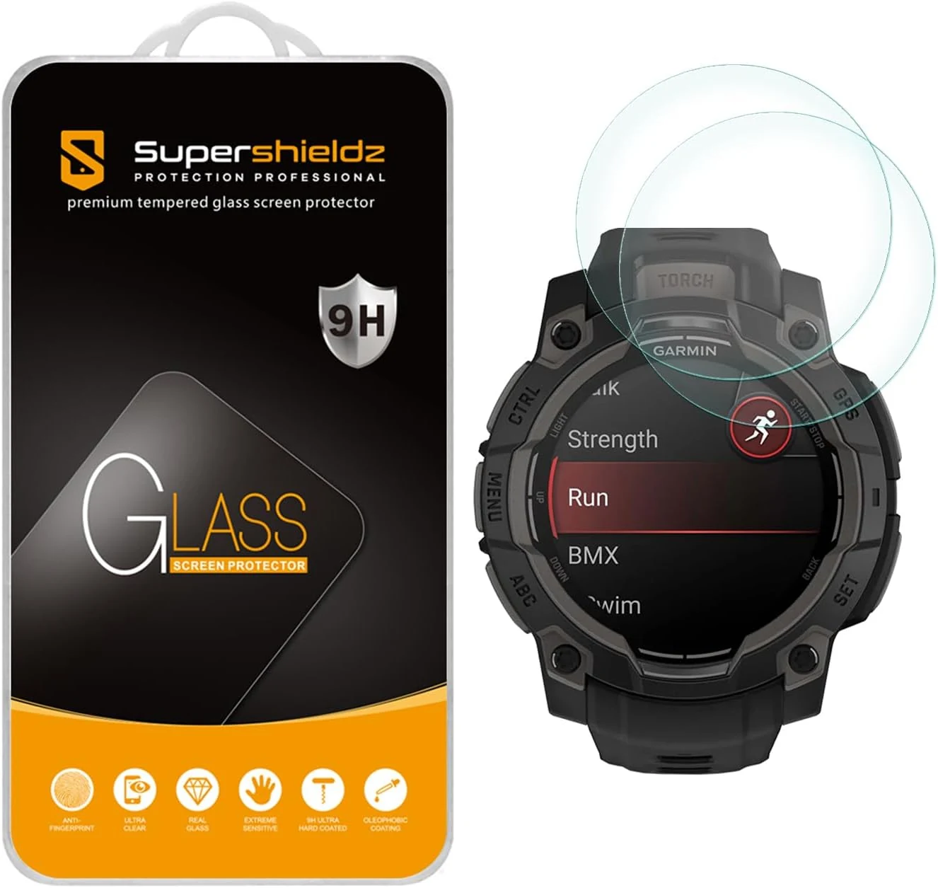 Supershieldz (2 Pack) Designed for Garmin Instinct 3 45mm (Solar/Amoled) Tempered Glass Screen Protector