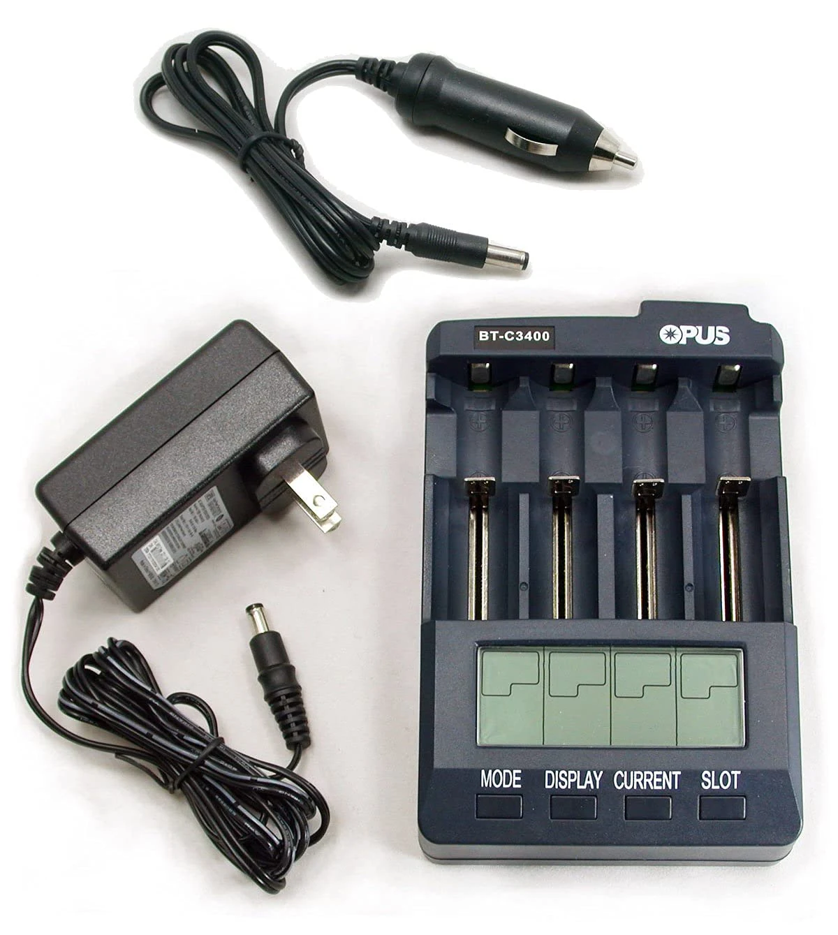 Opus Battery Charger Analyzer Tester for Li-ion NiMH NiCd Rechargeable Batteries C3400 BT-C3400 AA AAA C 18650