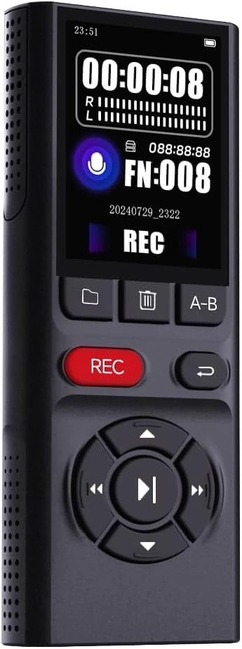 64GB Jaswill Digital Voice Recorder with Playback Long Battery 2-inch Screen MP3 Audio Recording