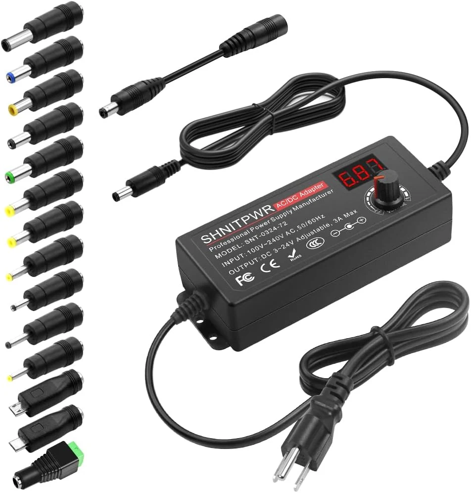 SHNITPWR 3V ~ 24V 3A 72W Power Supply Adjustable DC